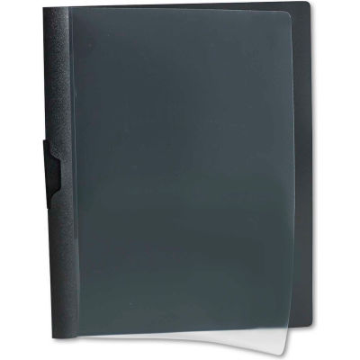 Oxford® Polypropylene No-Punch Report Cover, Letter, Holds 30 Pages, Clear/Black
