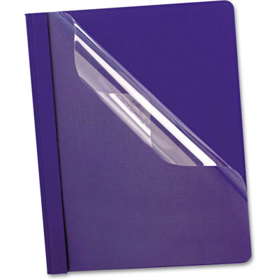 Oxford® Premium Paper Clear Front Cover, 3 Fasteners, Letter, Blue, 25/Box