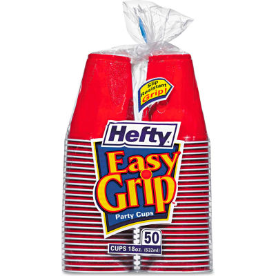 Hefty® Easy Grip Disposable Plastic Party Cups, 18 oz, Red, 50/Pack