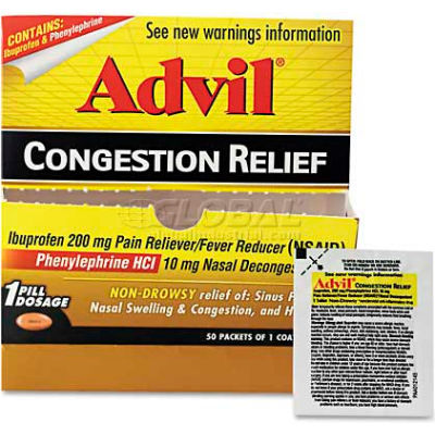 Advil® Congestion Relief, 1 Pill/Pack, 50 Packs/Box | B1145336 ...