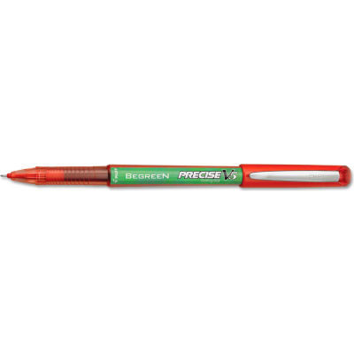 Pilot® Precise V5 BeGreen Stick Roller Ball Pen, 0.5mm, Red Ink/Barrel, Dozen