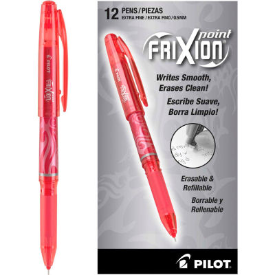 Pilot® FriXion Point Erasable Stick Gel Pen, Extra-Fine 0.5mm, Red Ink, Red Barrel, Dozen