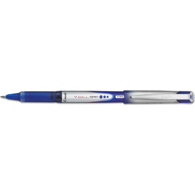Pilot® VBall Grip Liquid Ink Stick Roller Ball Pen, .7mm, Blue Ink, Blue/Silver Barrel, Dozen