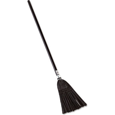 Rubbermaid® Pro Synthetic-Fill Angle Broom, Lacquered Pine Handle, Black - FG253600BLA