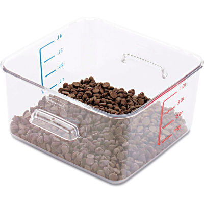 Rubbermaid® Commercial SpaceSaver Square Containers, 4 Qt., 8 4/5"W x 8 3/4"D x 4 3/4"H, Clear