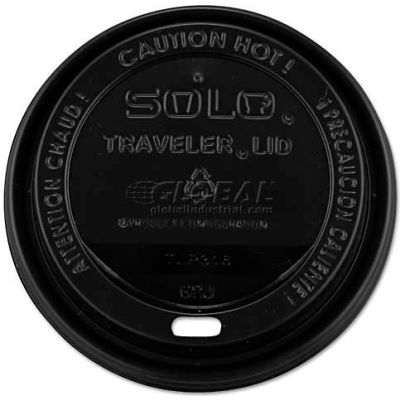 SOLO® Traveler Drink-Thru Lids, 10-24 Oz. Cups, Black