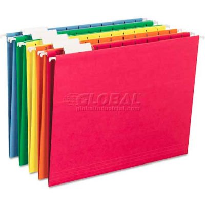 Smead® Hanging File Folders, 1/5 Tab, 11 Point Stock, Letter, Assorted Colors, 25/Box