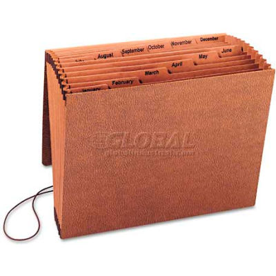 Smead® Jan-Dec Accordion Expanding File, 12 Pocket, Letter, Leather-Like Redrope