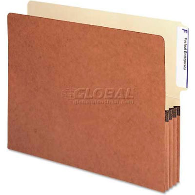 Smead® 3-1/2" Accordion Expansion Front Pockets, 1/3 Tab, Ltr, Manila/Redrope, 10/Box