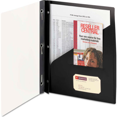 Smead® Clear Front Poly Report Cover With Tang Fasteners, 8-1/2 x 11, Black, 5/Pack