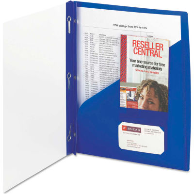 Smead® Clear Front Poly Report Cover With Tang Fasteners, 8-1/2 x 11, Blue, 5/Pack