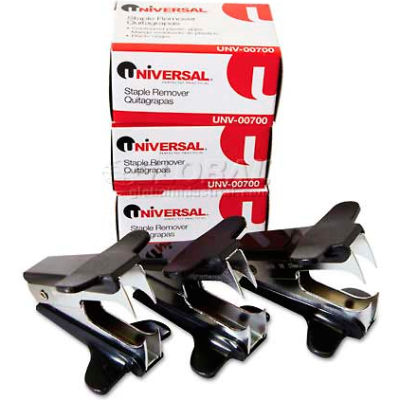 Universal Jaw Style Staple Remover, Black, 3 per Pack