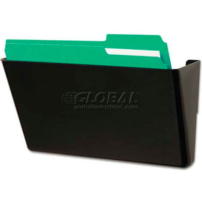 Universal Recycled Wall File, Add-On Pocket, Plastic, Black