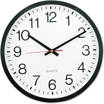 Universal® Classic Round Wall Clock, 12.63" Overall Diameter, Black Case, 1 AA