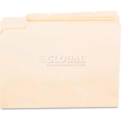 Universal® File Folders, 1/5 Cut Assorted, One-Ply Top Tab, Letter, Manila, 100/Box