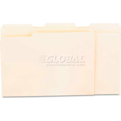 Universal® Recycled Interior File Folders, 1/3 Cut Top Tab, Letter, Manila, 100/Box