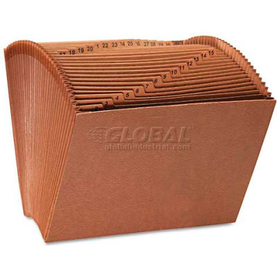 Universal® Leather-Like Expanding File, Open Top, 12 x 10, 1-31, Letter, Redrope
