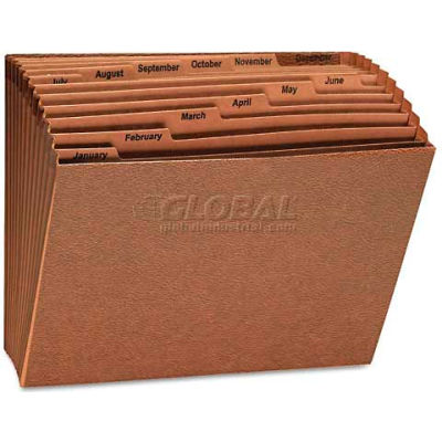 Universal® Leather-Like Expanding File, Open Top, 12 x 10, Jan.-Dec., Letter, Redrope