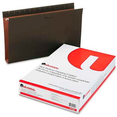 Universal® 2" Box Bottom Pressboard Hanging Folder, Legal, Standard Green, 25/Box