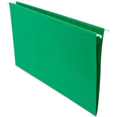 Universal® Hanging File Folders, 1/5 Tab, 11 Point Stock, Legal, Green, 25/Box