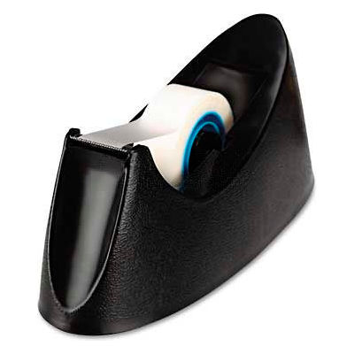 Desktop Tape Dispenser, 1" Core, Weighted Nonskid Base, Black
