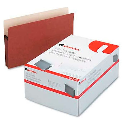 Universal® 3-1/2" Expansion File Pockets, Straight Tab, Legal, Redrope/Manila, 25/Box
