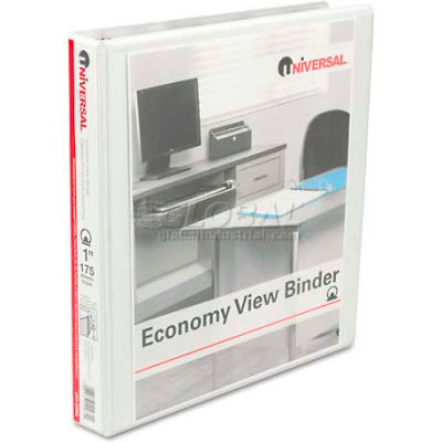 Universal® Round Ring Economy Vinyl View Binder, 1" Capacity, White