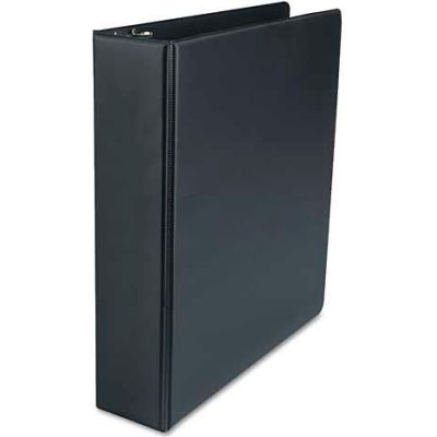 Universal® Suede Finish Vinyl Round Ring Binder, 2" Capacity, Black