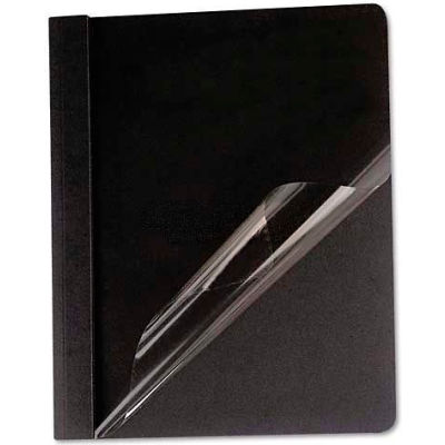Universal Clear Front Report Cover, Tang Fasteners, Letter Size, Black, 25/Box