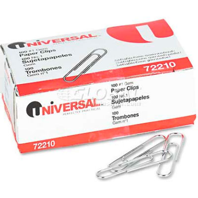 Universal® Paper Clips, Smooth Finish, No. 1, Silver, 1000/Pack