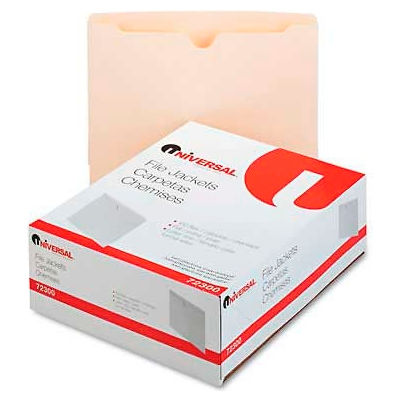 Universal® Economical File Jackets, Letter, 11 Point Manila, 100/Box