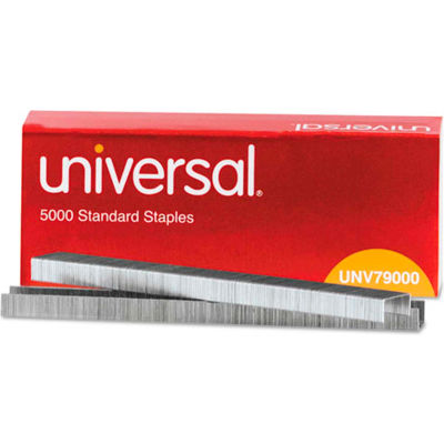 Universal Standard Chisel Point 210 Strip Count Staples, 5,000/Box