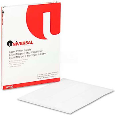 Universal® Laser Printer Permanent Labels, 1 x 2-5/8, White, 3000 Labels