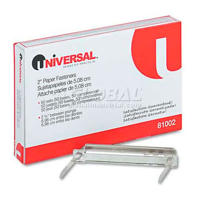 Universal® Complete Two-Piece Paper File Fasteners, Two Inch Capacity, 50/Box