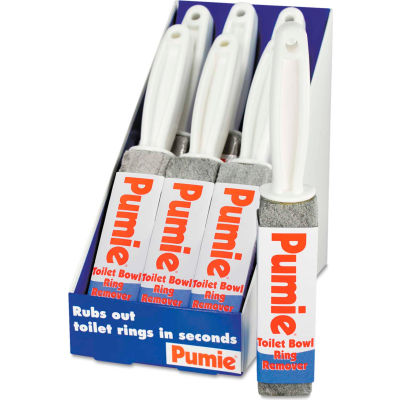 Pumie® Toilet Bowl Ring Remover Pumice w/Handle, Gray 6/Case - UPMJAN6