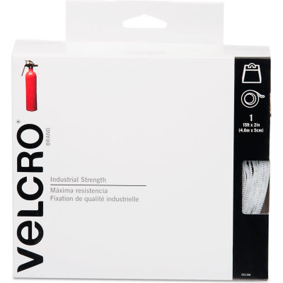 VELCRO® Brand Industrial Strength Sticky-Back Hook and Loop Fasteners, 2" x 15 ft. Roll, White