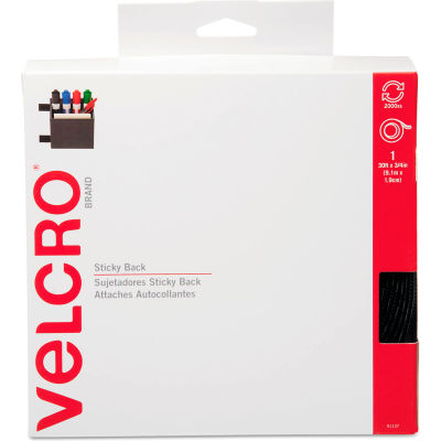 VELCRO® Brand Sticky-Back Hook and Loop Fasteners in Dispenser, 3/4 Inch x 30 ft. Roll, Black