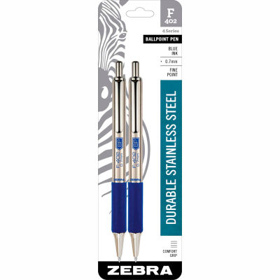 Zebra Retractable Ballpoint Pen F-402 - Blue Ink - 2 Pack