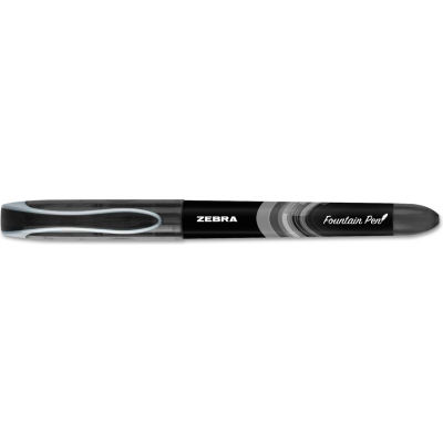 Zebra® Fountain Pen, Fine 0.6mm, Black Ink/Barrel, Dozen
