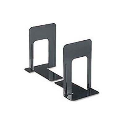 Jumbo Deluxe Metal Bookends, Nonskid Padded Base, Black Enamel, 1 Pair