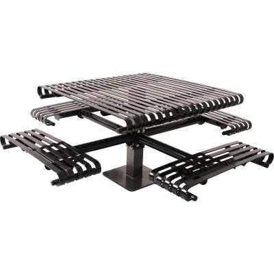 UltraPlay® 46" Kensington Square Slat Picnic Table, Surface Mount, Black