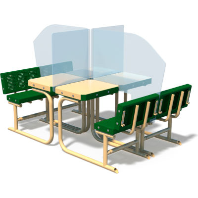 UltraPlay Outdoor 4 Student Quadruple Transforma-Desk, Green/Tan