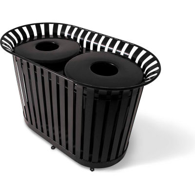 UltraPlay (2) 36 Gallon Green LX Receptacle w/Flat Lid & Liner, Trash/Cans Decal - LX-72FT-GRN-T/C