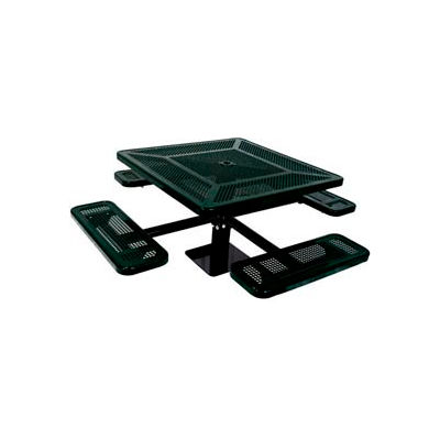 46" Single Pedestal Square Table, Surface Mount, Perforated 78"W x 78"D - Black
