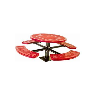 46" Single Pedestal Round Table, Surface Mount, Perforated 82"W x 82"D - Red