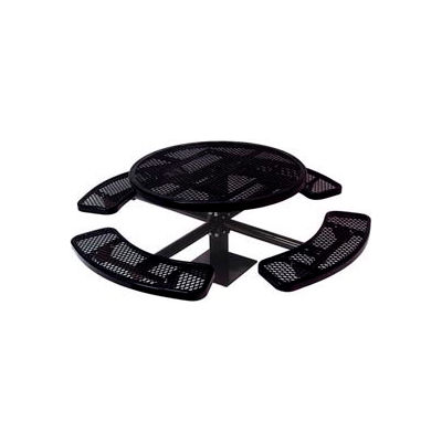 46" Single Pedestal Round Table, Surface Mount, Expanded Metal 82"W x 82"D - Black