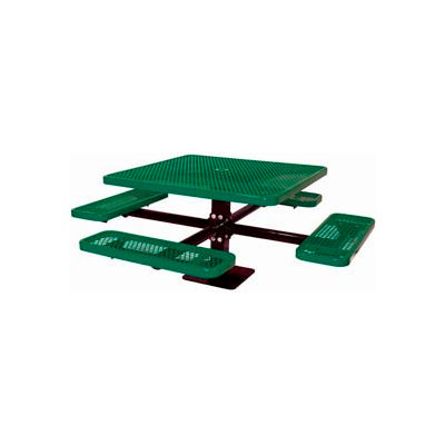 46" Single Pedestal Square Table, Surface Mount, Expanded Metal 78"W x 78"D - Green