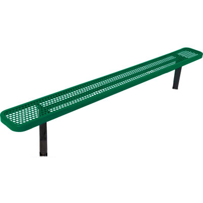 6' Bench w/o Back, Perforated, In Ground, Green