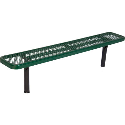 8' In-Ground Steel Bench, Diamond Pattern, Green