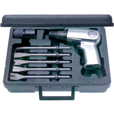Urrea Air Hammer Set W/5 Assorted Chisel Tips UP711K, 3200 BPM, 1/4" Air Intake NPT